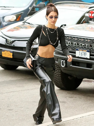 Celebrity Influence: Iconic Black Long Sleeve Crop Top Moments