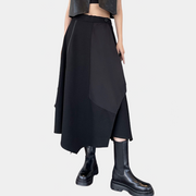Schwarzer Langer Techwear Rock