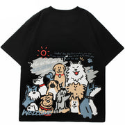 Baggy Shirts Y2K Dogs Print