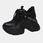 Schwarze Chunky-Mesh-Plateau-Sneaker