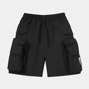 Schwarze Denim-Cargo-Shorts