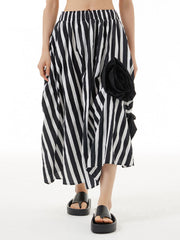 Black Flower Y2K Skirt