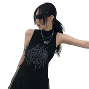Black Gothic Turtleneck Y2K Top