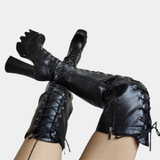 Schwarze Schnür-Overknee-Boots