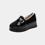 Schwarze Slip-On-Plateau-Sneaker