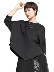 Black Ribbon Round Neck T-shirts Women's