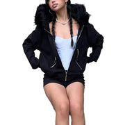 Black Zip Up Jackets Women's