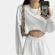Unifarbener Cropped Hoodie