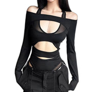Bodycon Mesh Cut Out Bodysuit