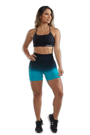 Booty Shorts Black and Turquoise