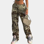 Camo Cargohose Damen High Waist