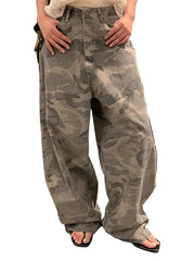 Camouflage Barrel Jeans Women's Y2K