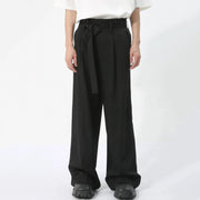 Casual Style Ribbon Black Pant