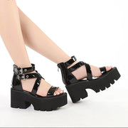 Chunky Heels Shoes Y2K
