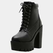 Klobige Schnürstiefel Schwarz