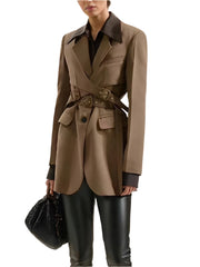 Cross Bandage Blazer Jacket Women Spring