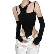 Stylischer Cut-Out Bodysuit Schwarz