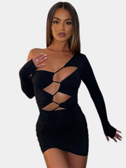 Cut-Out-Bodycon-Kleid mit langen Ärmeln