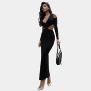 Cut Out Long Sleeve Maxi Dress