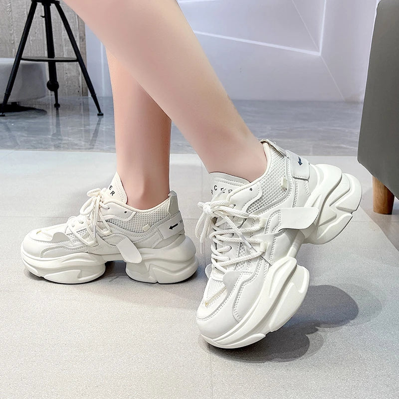 Cute White Platform Sneakers CYBER TECHWEAR® – Cyber Techwear
