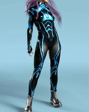 Cyberpunk-stiilis robot-cosplay'keha