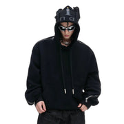 Sweat à capuche noir zippé Techwear