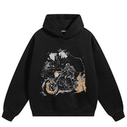 Dead Motorcyclist Graphic Y2K Hoodie