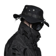 Drawstring Black Bucket Hat