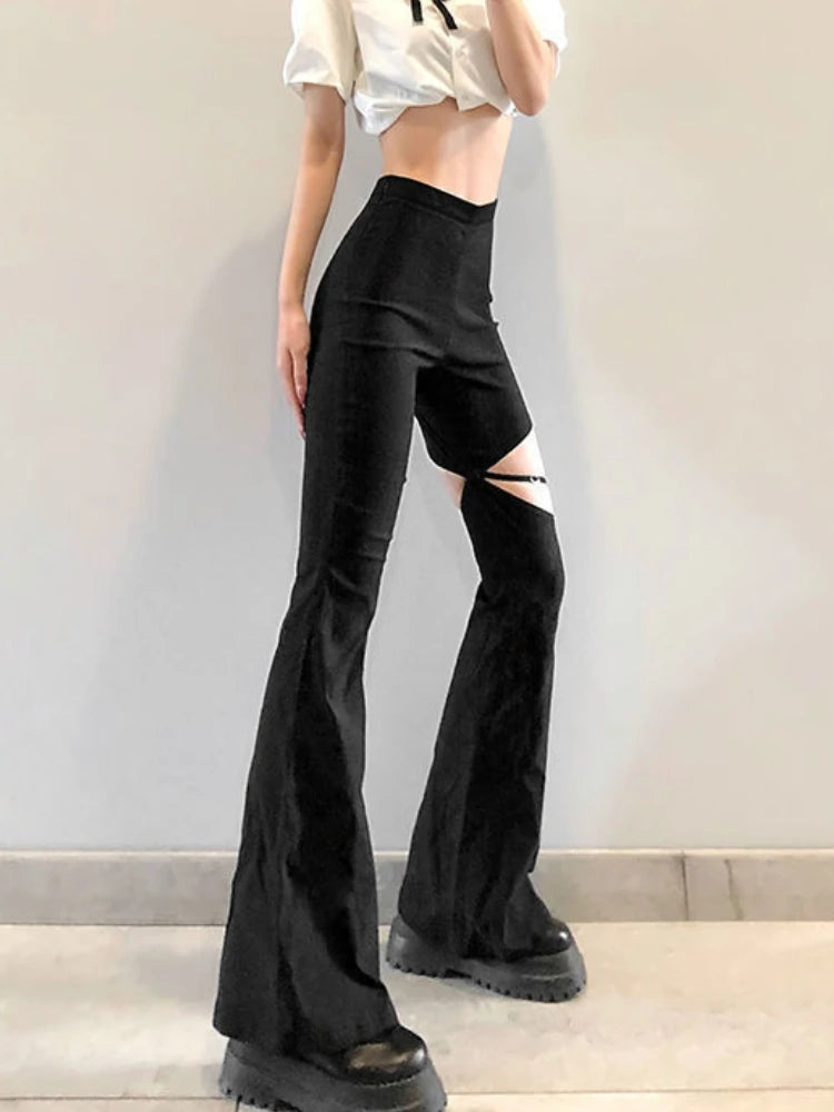Elasticated Waist Butterfly Cut Out Pants