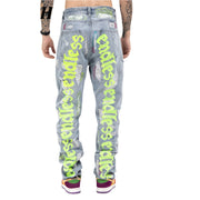 Pantalon cyberpunk en denim brodé