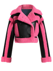 Faux Fur Jacket Spring Imitation PU Leather