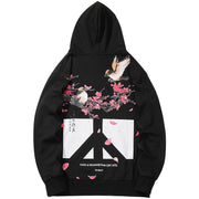 Sudadera con capucha Y2K con estampado floral de pájaros
