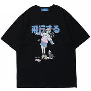 T-shirt imprimé Chat Fille Y2K