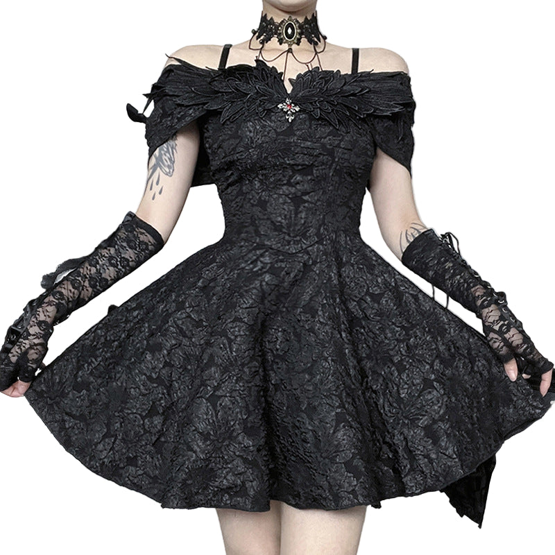 Goth Dress Textured Black / L Goth Dress Textured Black / L