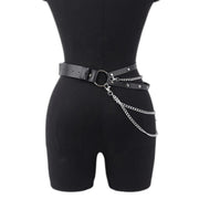 Goth PU Leather Waist Body Chain