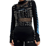 Goth-Taillen-Korsett-Harness aus PU-Leder