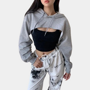 Sudadera corta con capucha gris