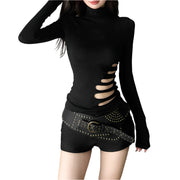 Top negro de cuello alto