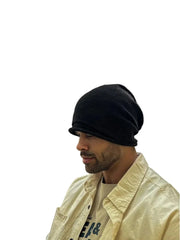 Åben beanie i hørstrik