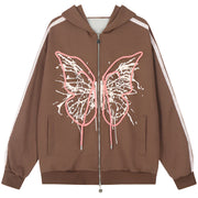 Hoodie Zip Y2K Butterfly Graphic