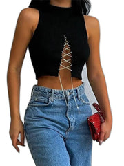 Knitted Sleeveless Crop Top