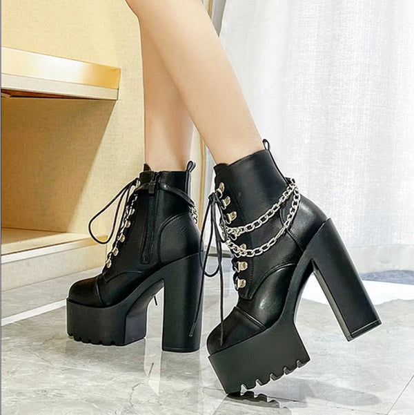 Lace Up Black Winter Boots