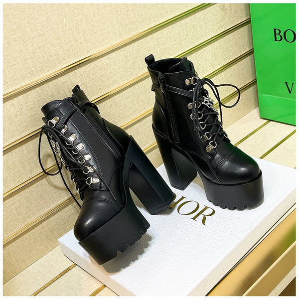 Lace Up Black Winter Boots
