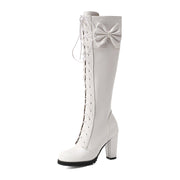 Long White Platform Boots Women