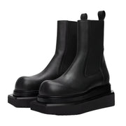 Men High Top Platform PU Leather Sneakers Black