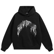 Men Side Pockets Black Y2K Hoodie