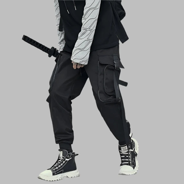 Microfiber Fabric Utility Pants with Cargo Pockets - Black main image 1