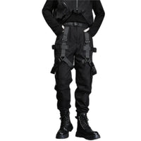 Black multi pocket techwear pants in a regular fit