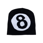 Number 8 Knitted Beanie Y2K