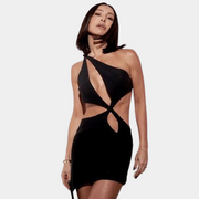 Robe à une épaule avec découpe